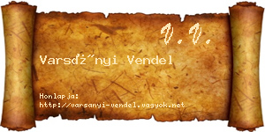 Varsányi Vendel névjegykártya